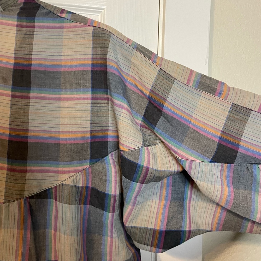 VTG Cassandra oversized gray / black plaid button down top plus sz 2X (?) - Picture 9 of 11